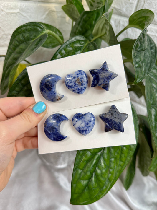 1 auramoon sodalite moon, heart, and star pack