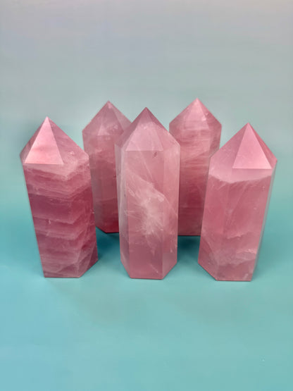 1 juicy deep pink rose quartz tower