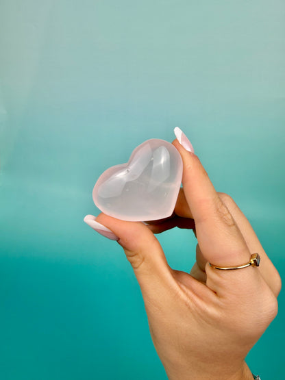 1 SM gemmy rose quartz heart