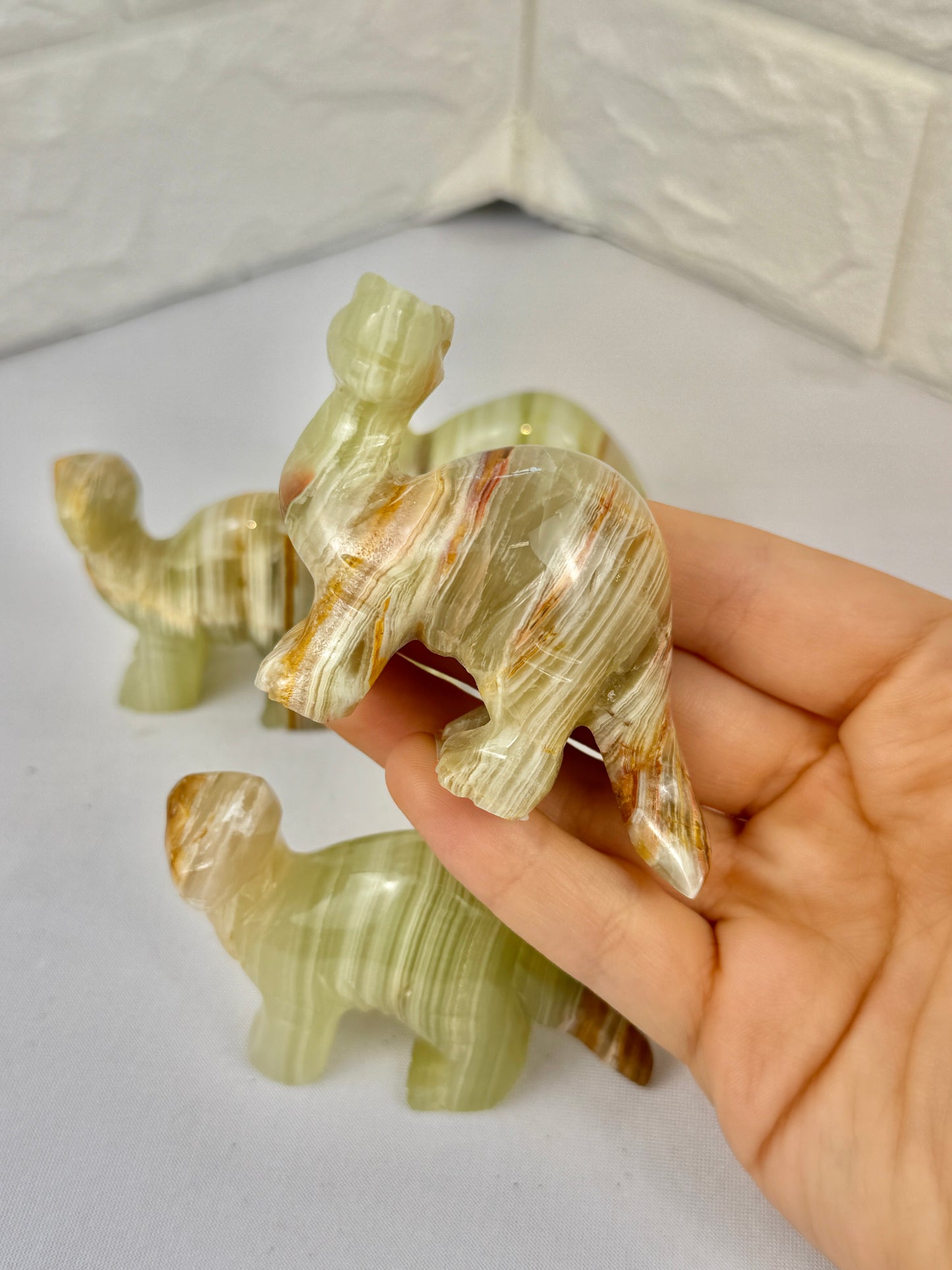 1 green calcite brontosaurus