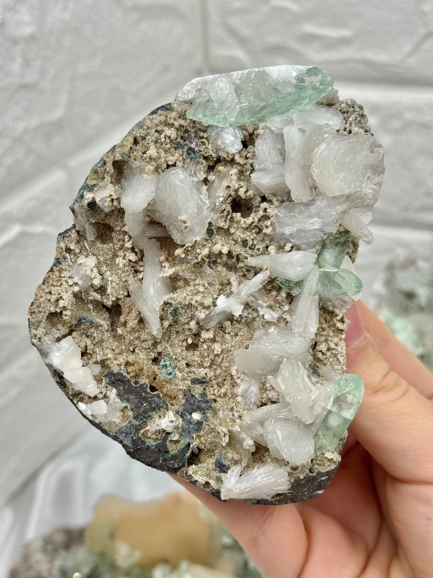 You pick! Green apophyllite specimens from India