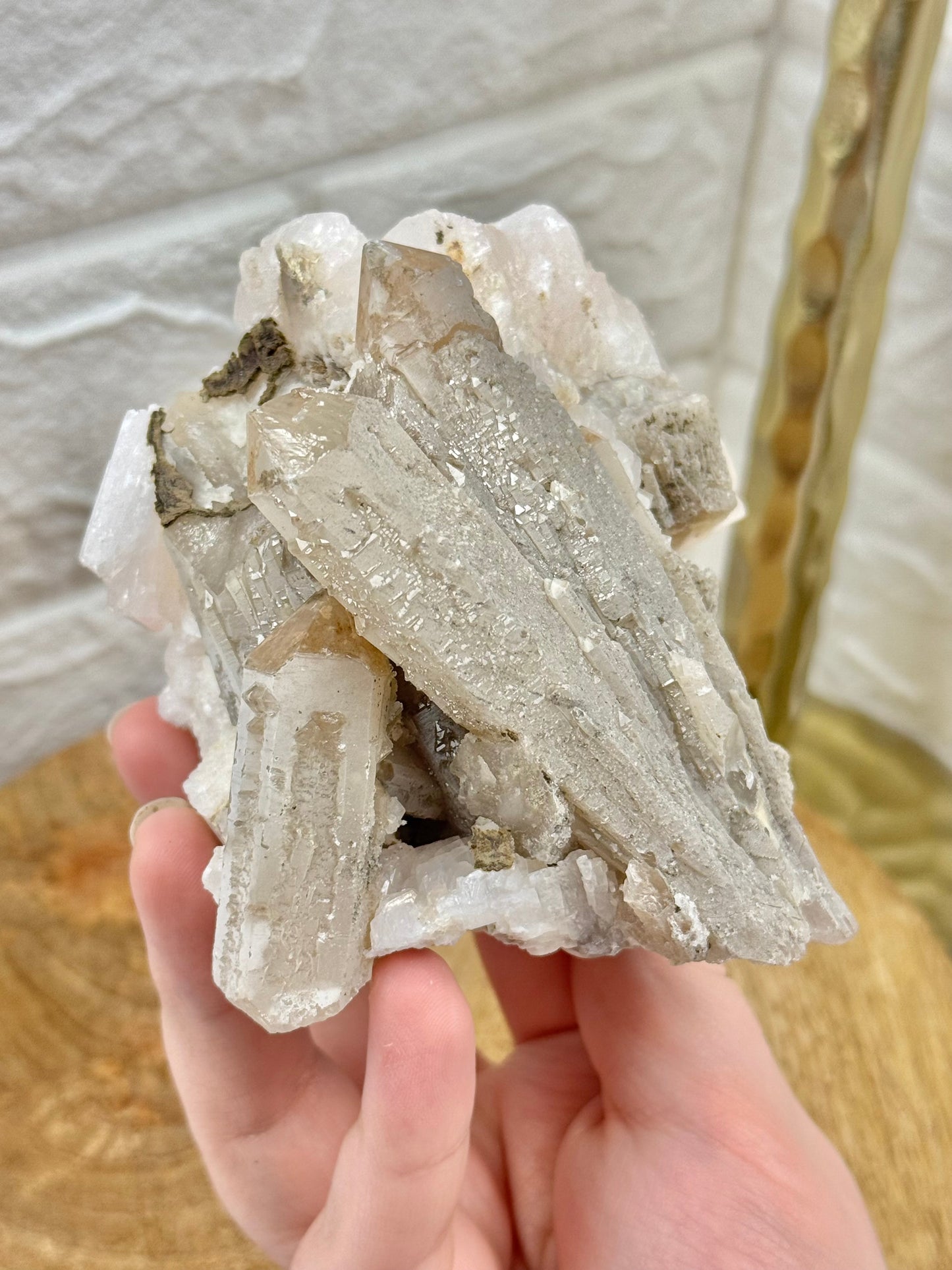 Incredible statement cherry blossom calcite with quartz specimen from China