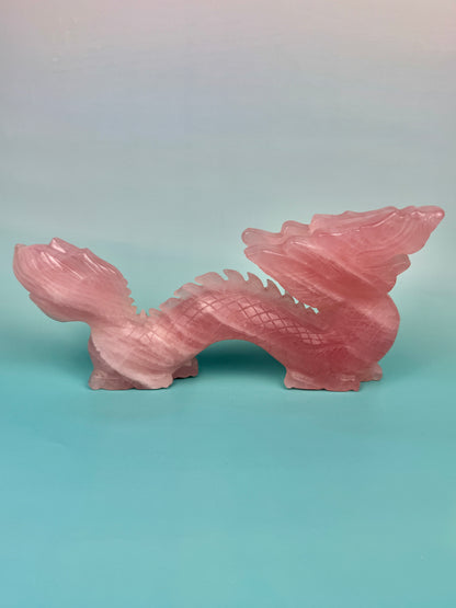 Incredible LG deep pink rose quartz dragon