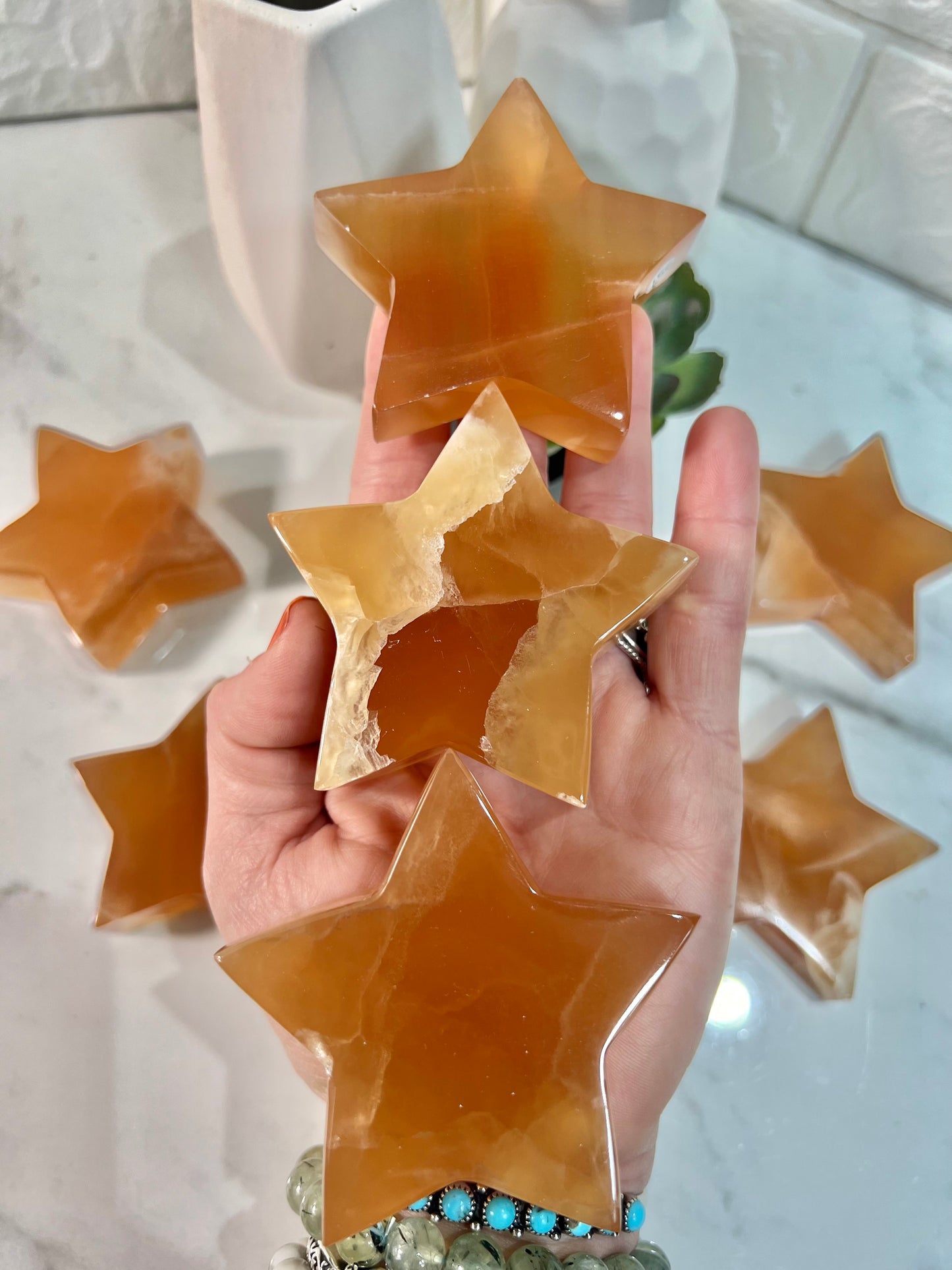 1 honey calcite star