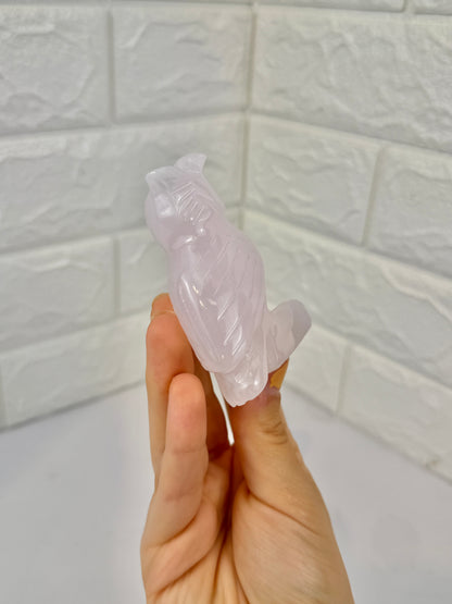 Pink mangano calcite owl