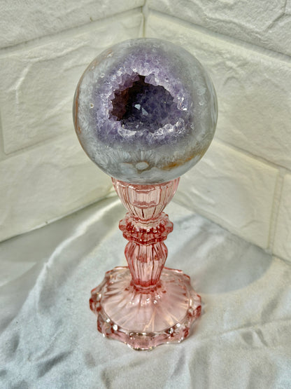 Beautiful amethyst x flower agate sphere from Brazil