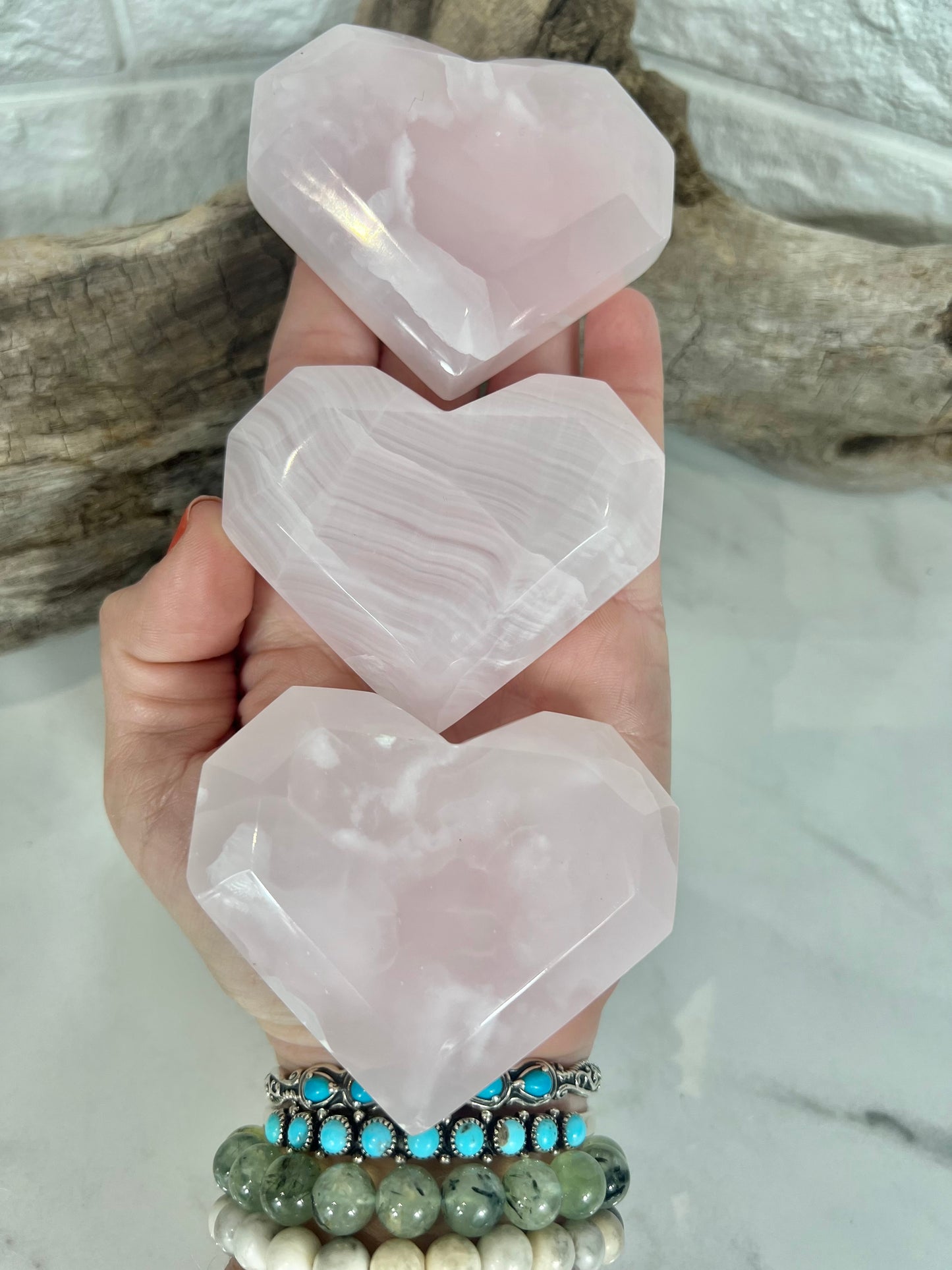 1 beautiful pink mangano calcite faceted heart