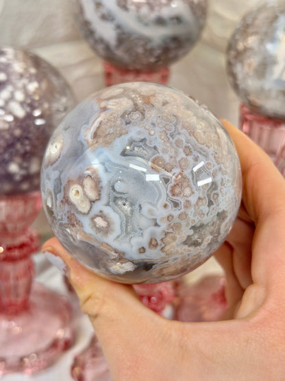 You pick! Gorgeous Pink amethyst x flower agate spheres