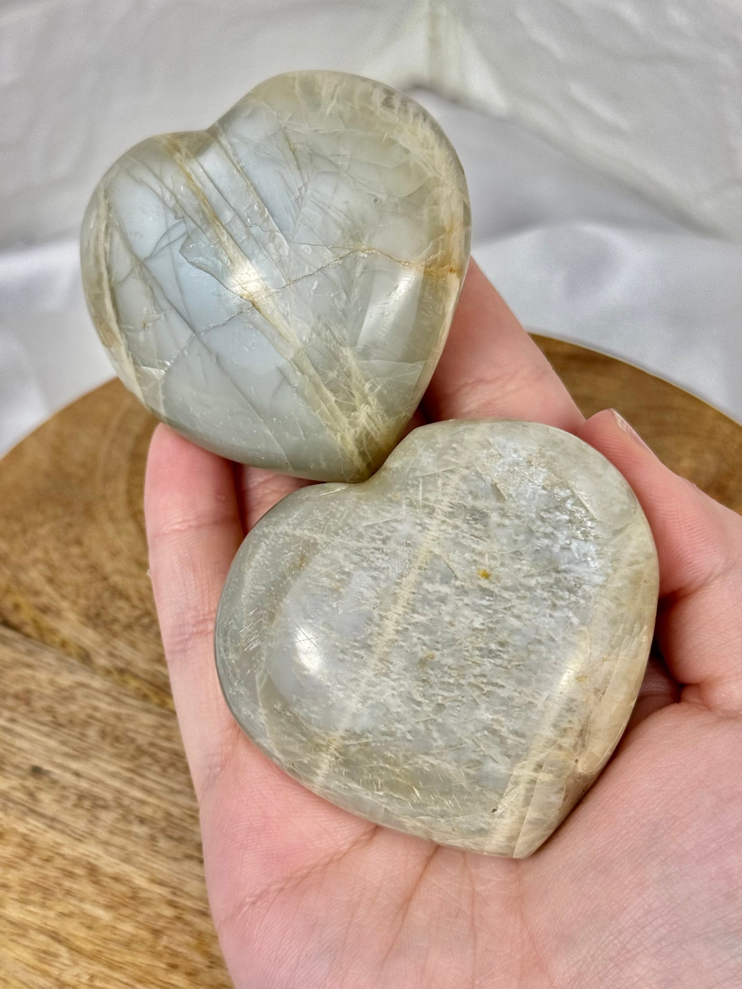 1 flashy sage moonstone heart