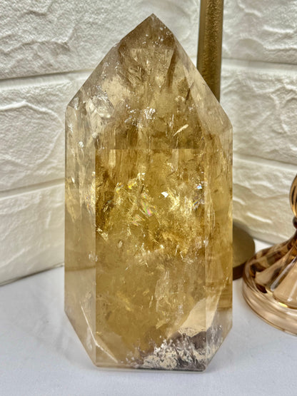 MASSIVE rainbow filled collectors natural champagne Citrine tower from Brazil