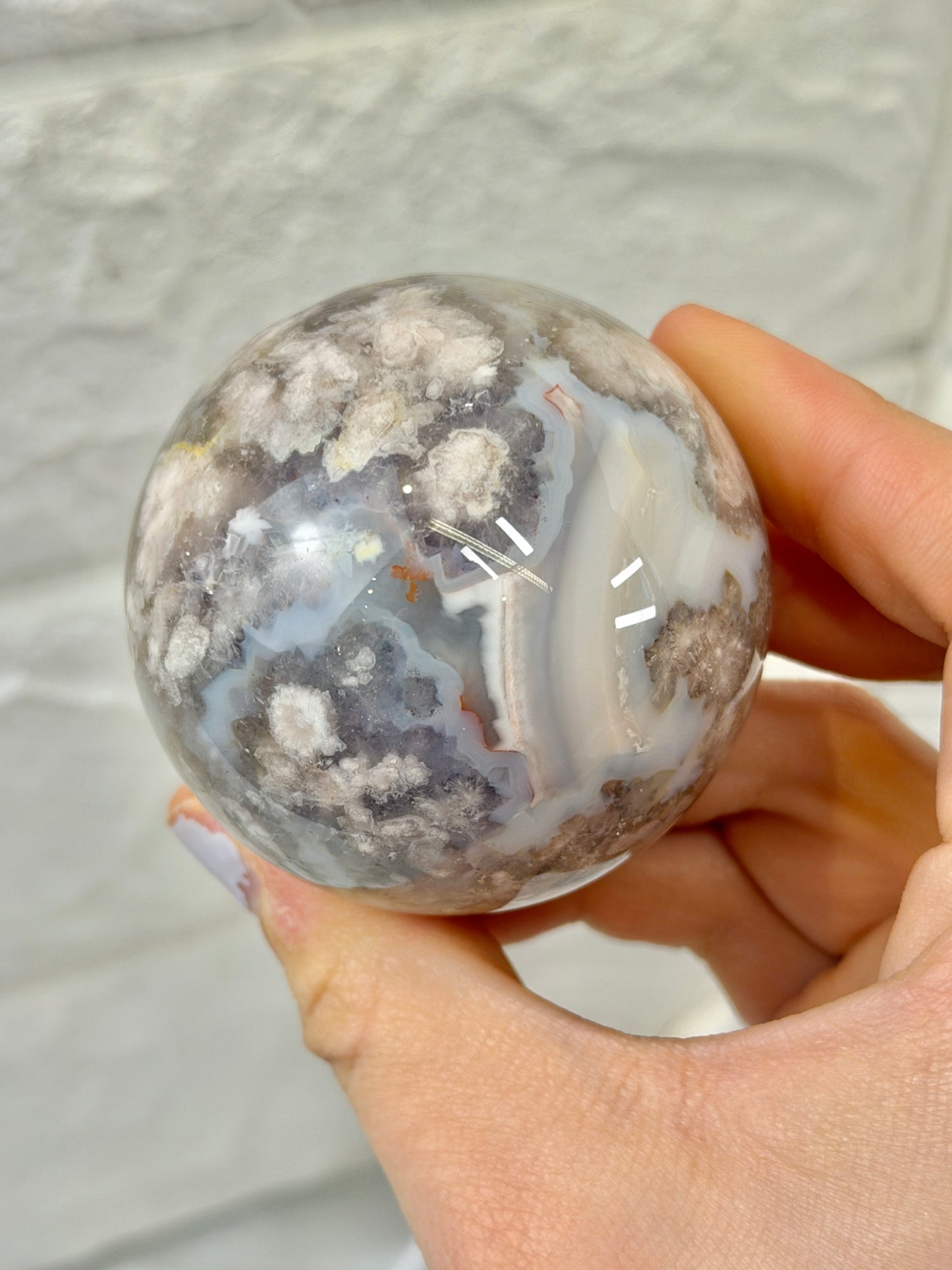Incredible flower agate sphere