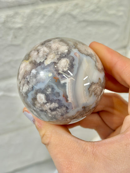Incredible flower agate sphere