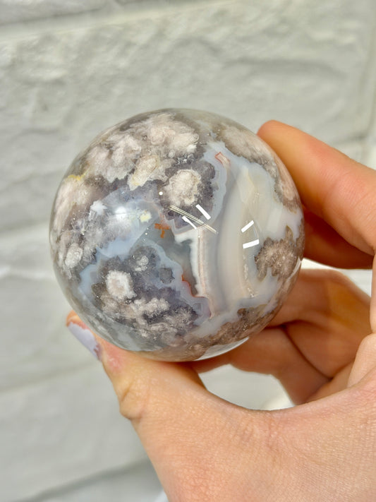 Incredible flower agate sphere
