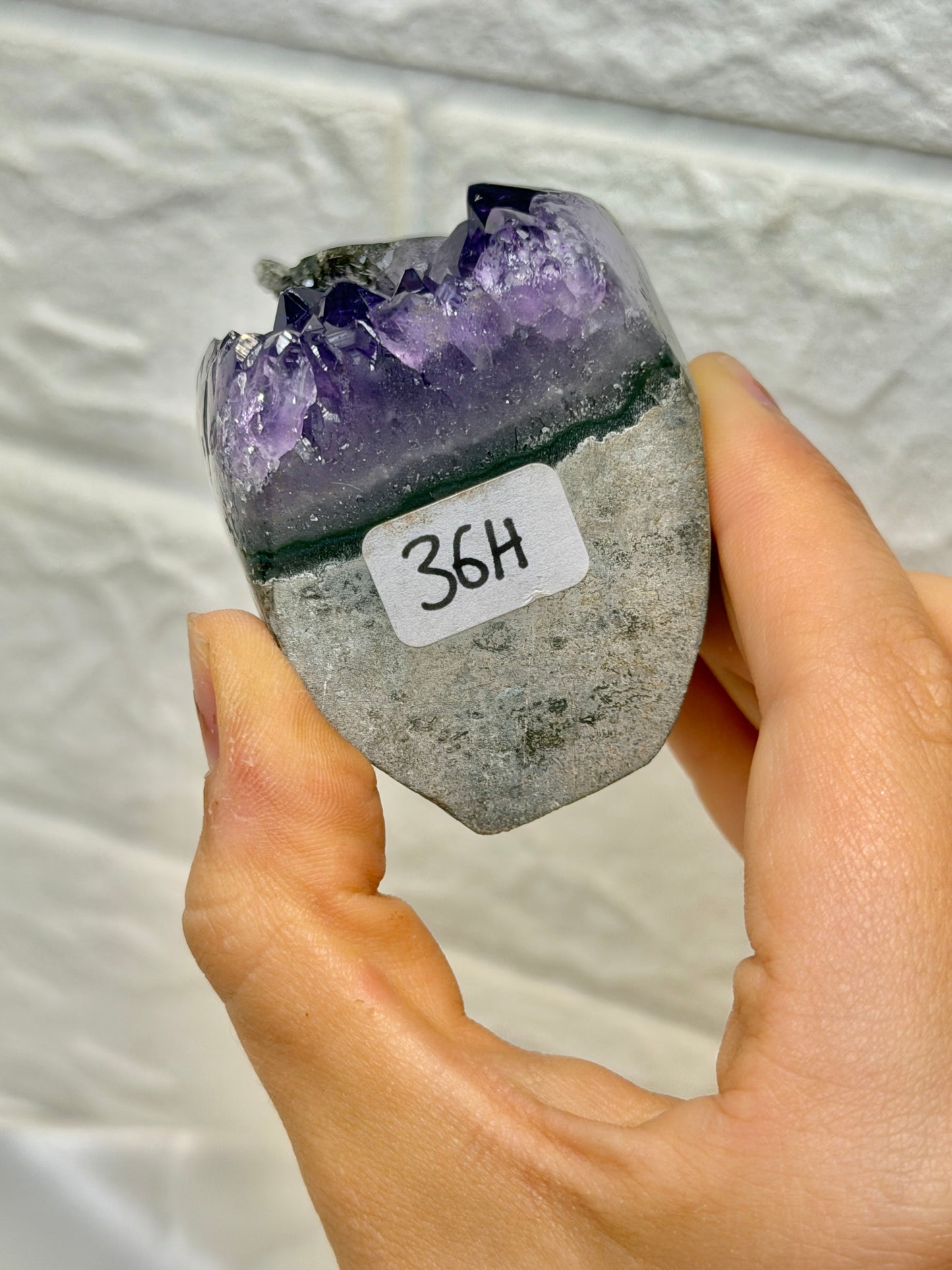 Juicy purple Uruguay amethyst with calcite and goethite H