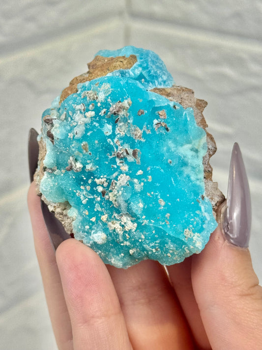 Stunning blue hemimorphite from the DRC