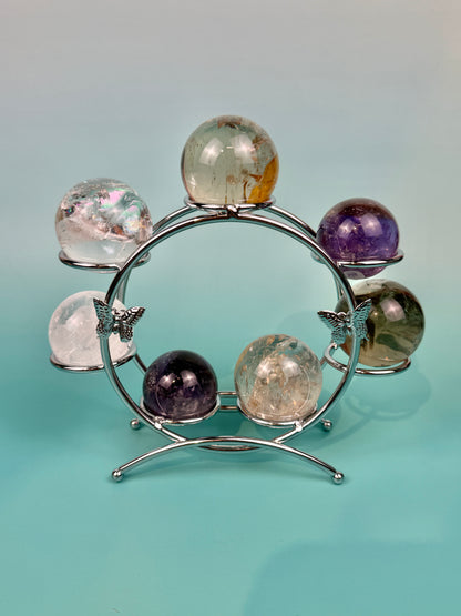 SM silver butterfly sphere stand - holds 7 spheres (crystals not included)