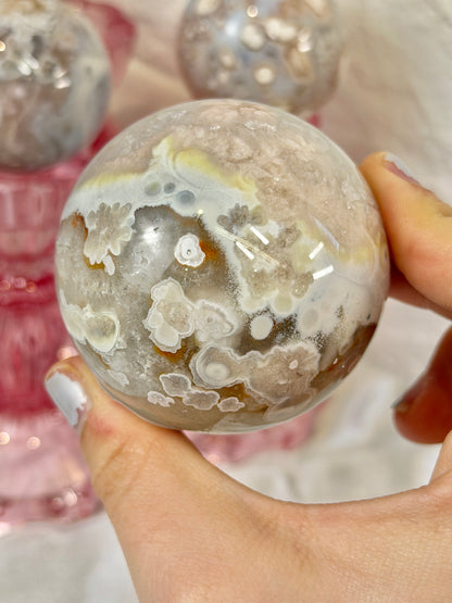 You pick! Stunning pink amethyst x flower agate spheres