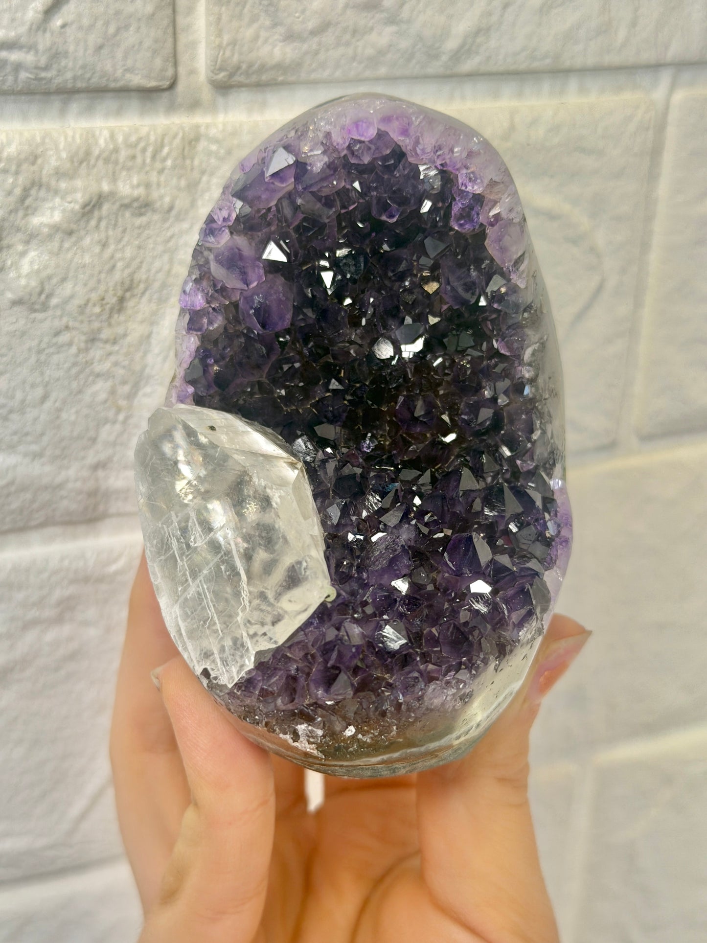 Stunning Purple Uruguay amethyst with calcite X