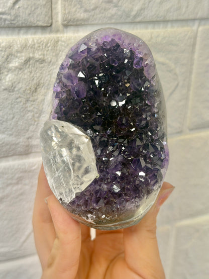 Stunning Purple Uruguay amethyst with calcite X