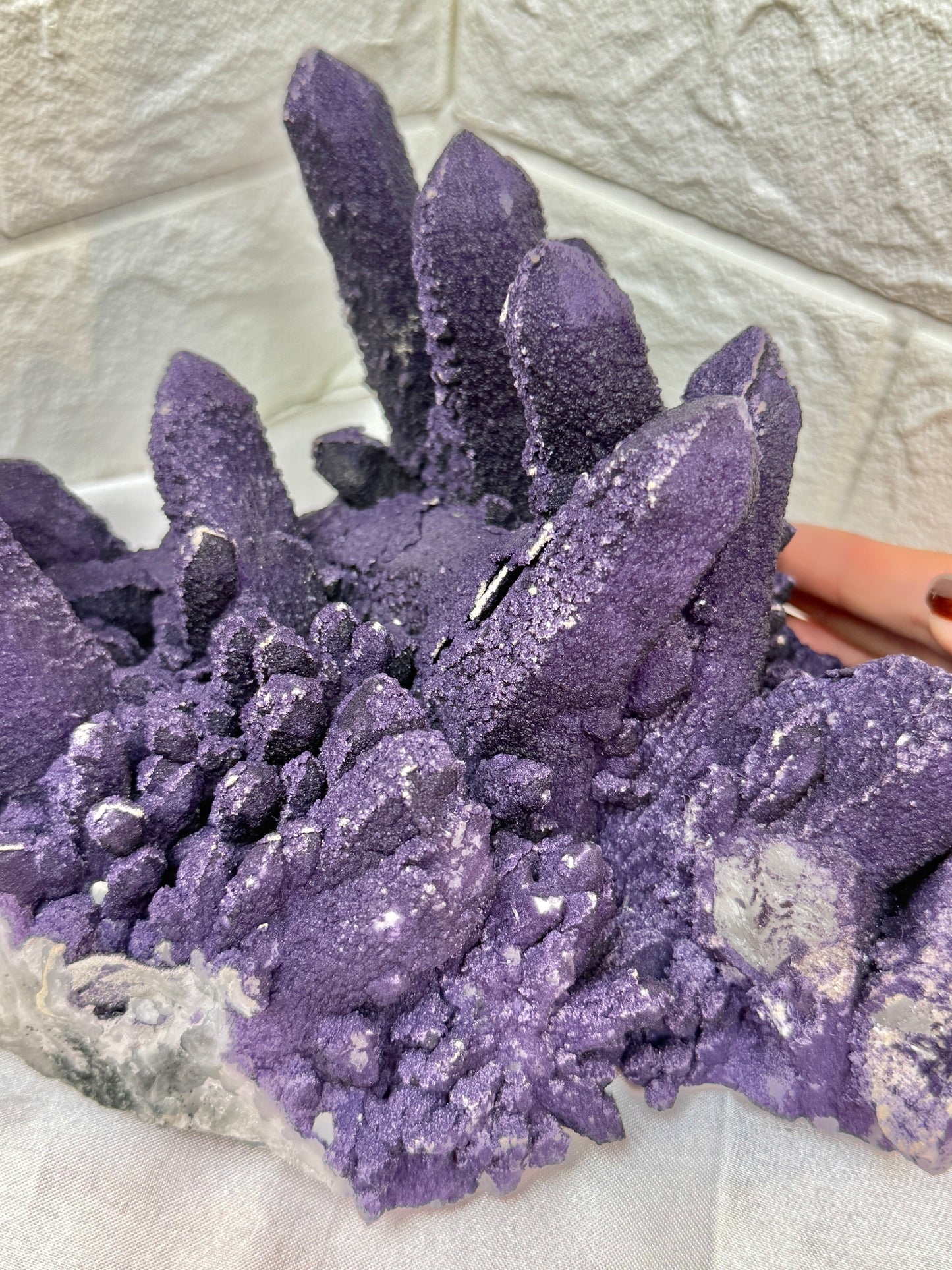 Collectors natural purple fluorite on candle quartz from Inner Mongolia, China