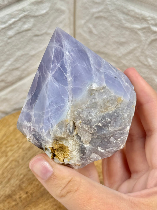 Purple Chalcedony top polished point from Indonesia