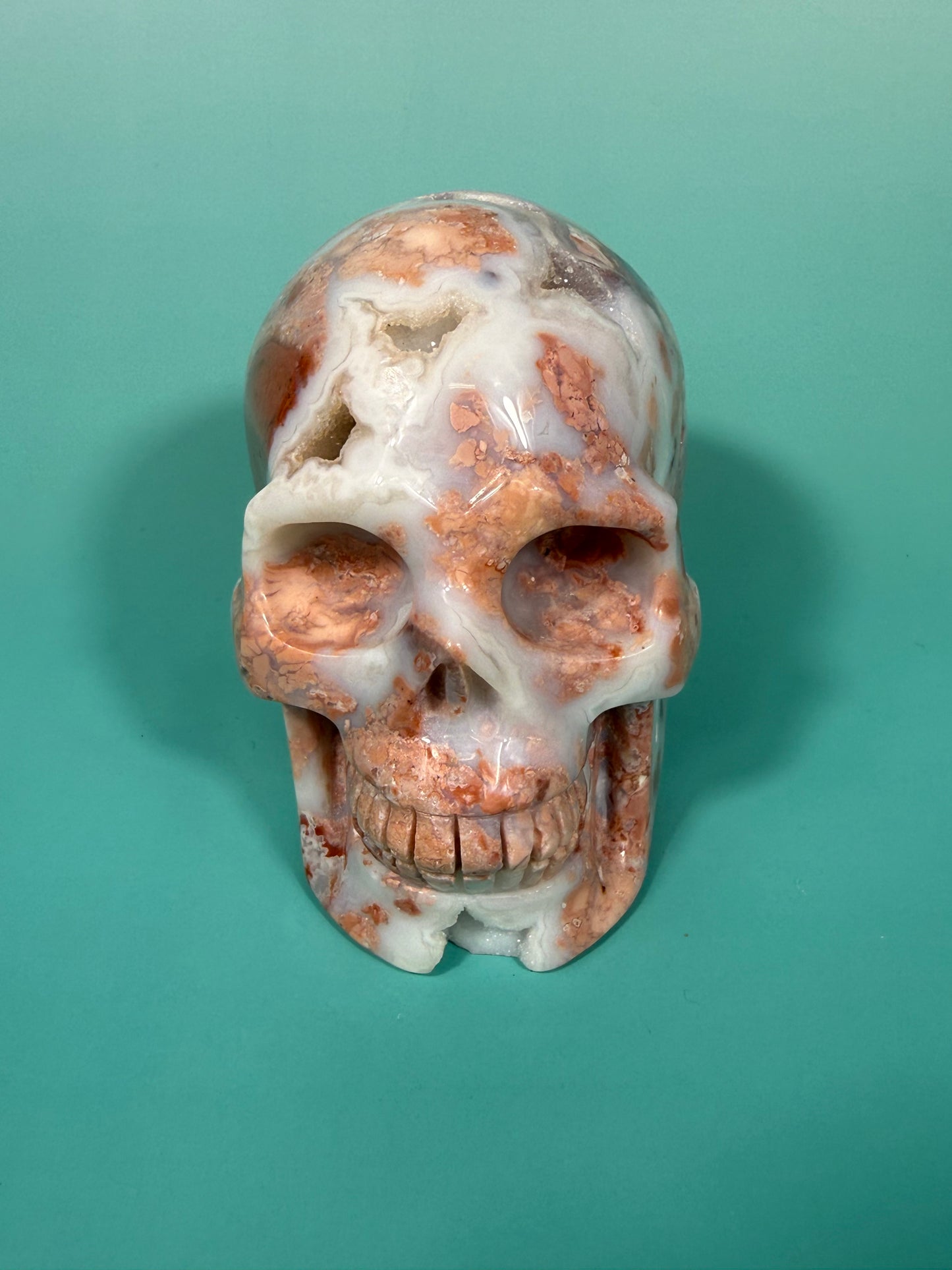 Insane druzy cotton candy agate skull