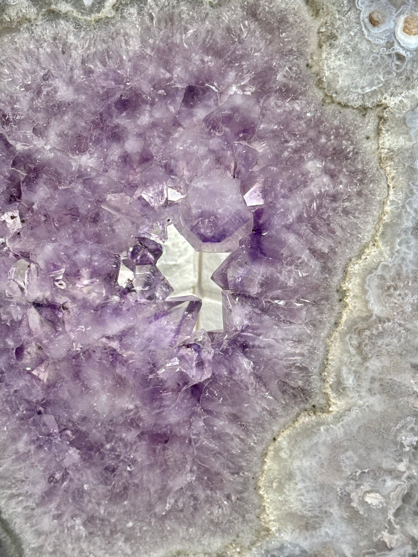 XXL purple amethyst slab on stand from Brazil