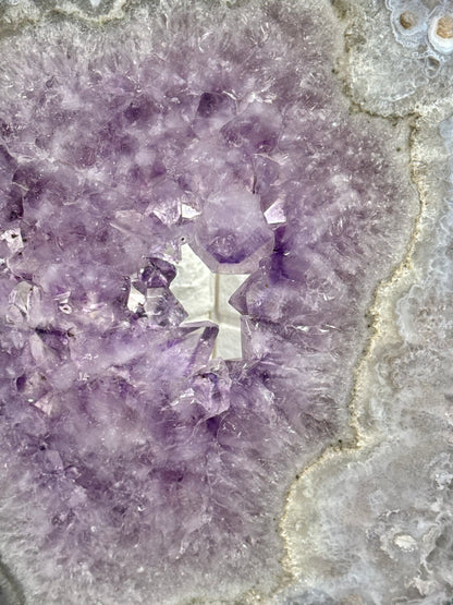 XXL purple amethyst slab on stand from Brazil