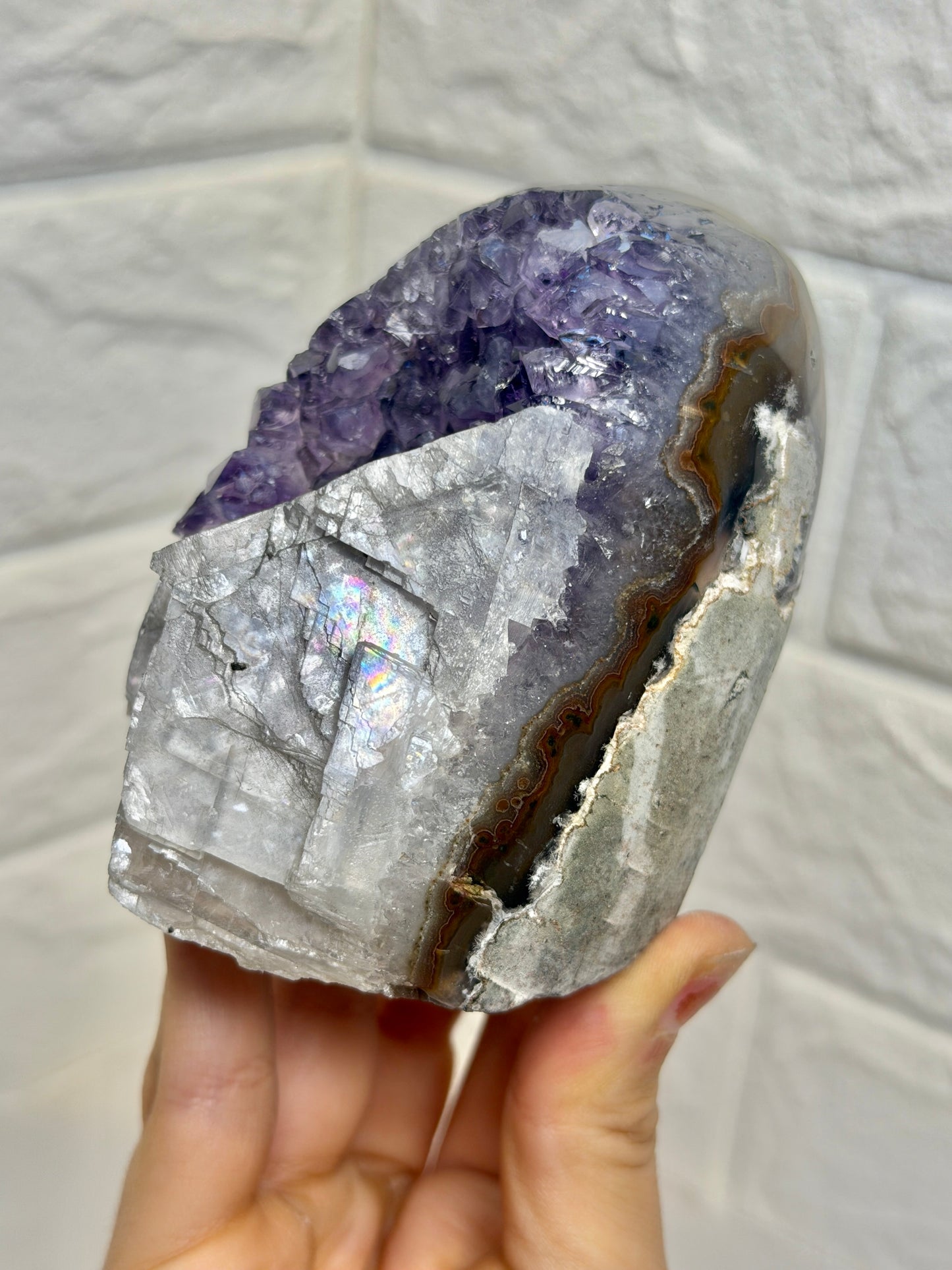 Juicy deep purple Uruguay amethyst with calcite E