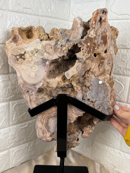 Insane XXL statement flower pink amethyst slab from Brazil