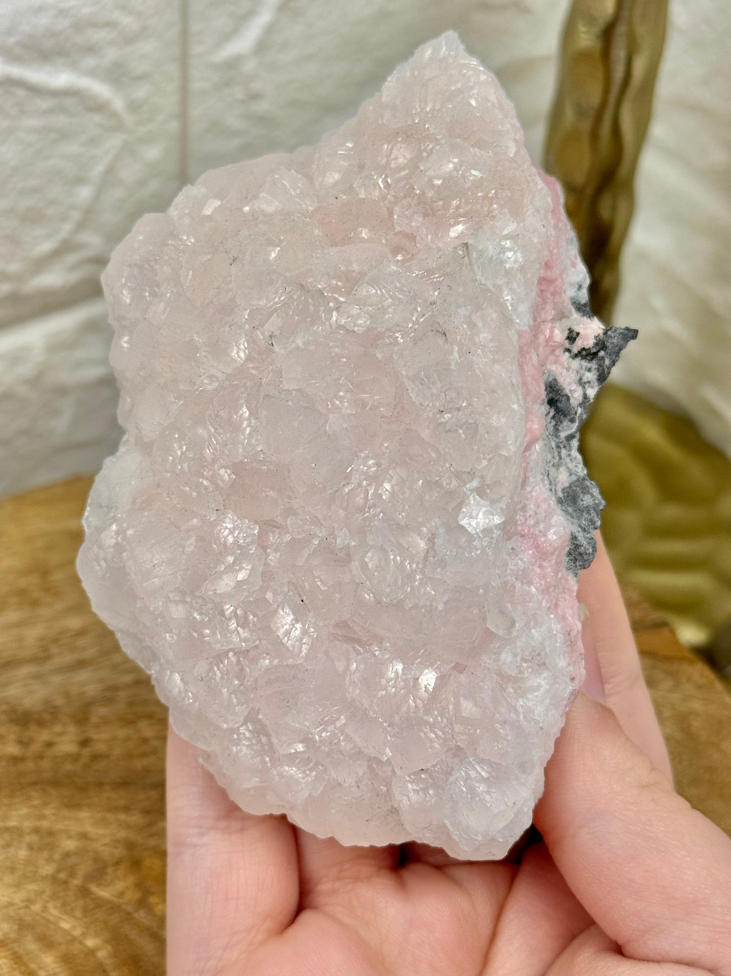 Bubbly UV reactive pink mangano calcite specimen from Peru