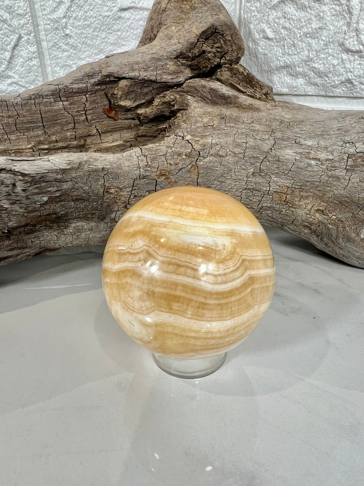 Stunning orange calcite sphere C