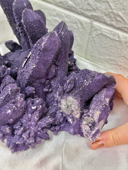 Collectors natural purple fluorite on candle quartz from Inner Mongolia, China