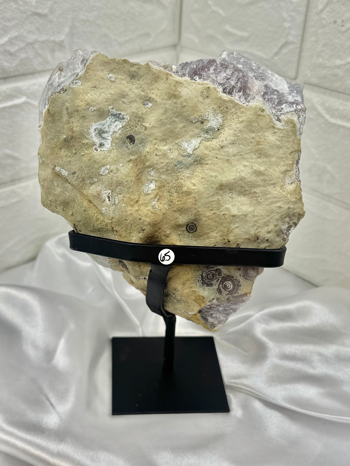 Stunning green and periwinkle amethyst on stand from Brazil
