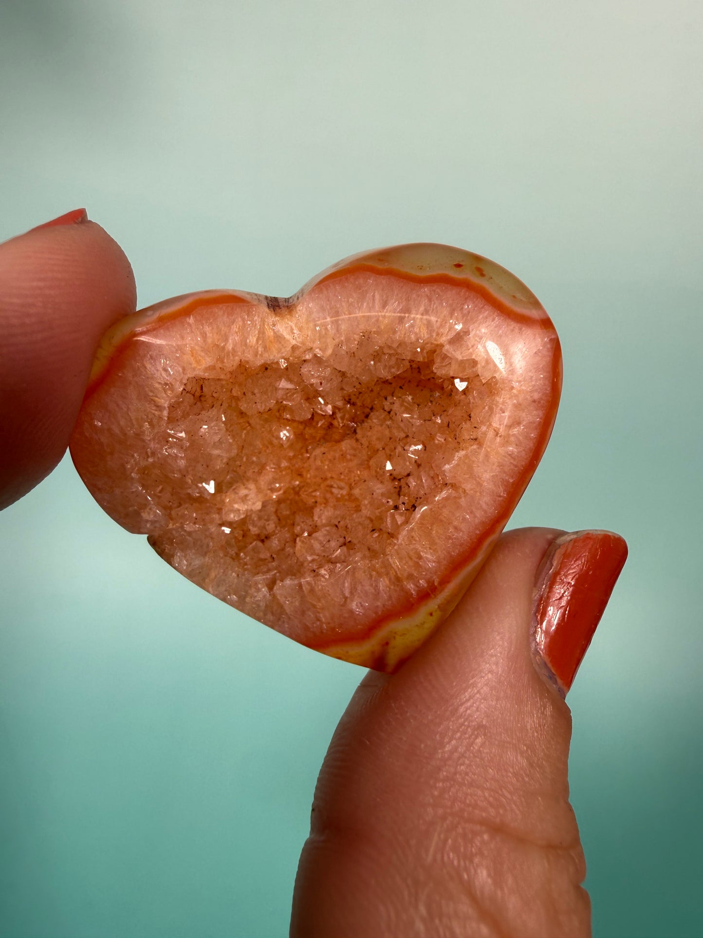 SM druzy carnelian heart