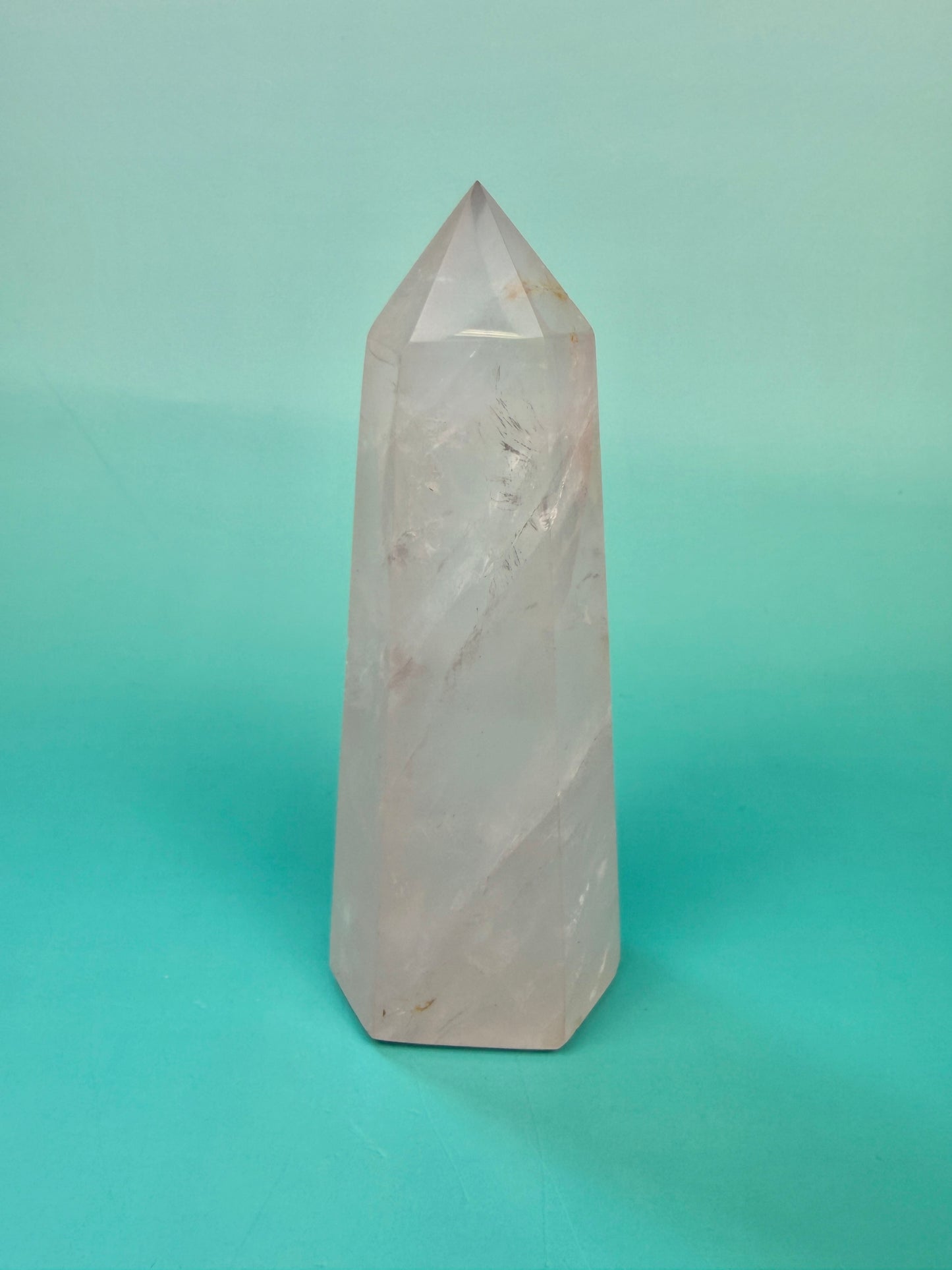 Gemmy rose quartz tower A