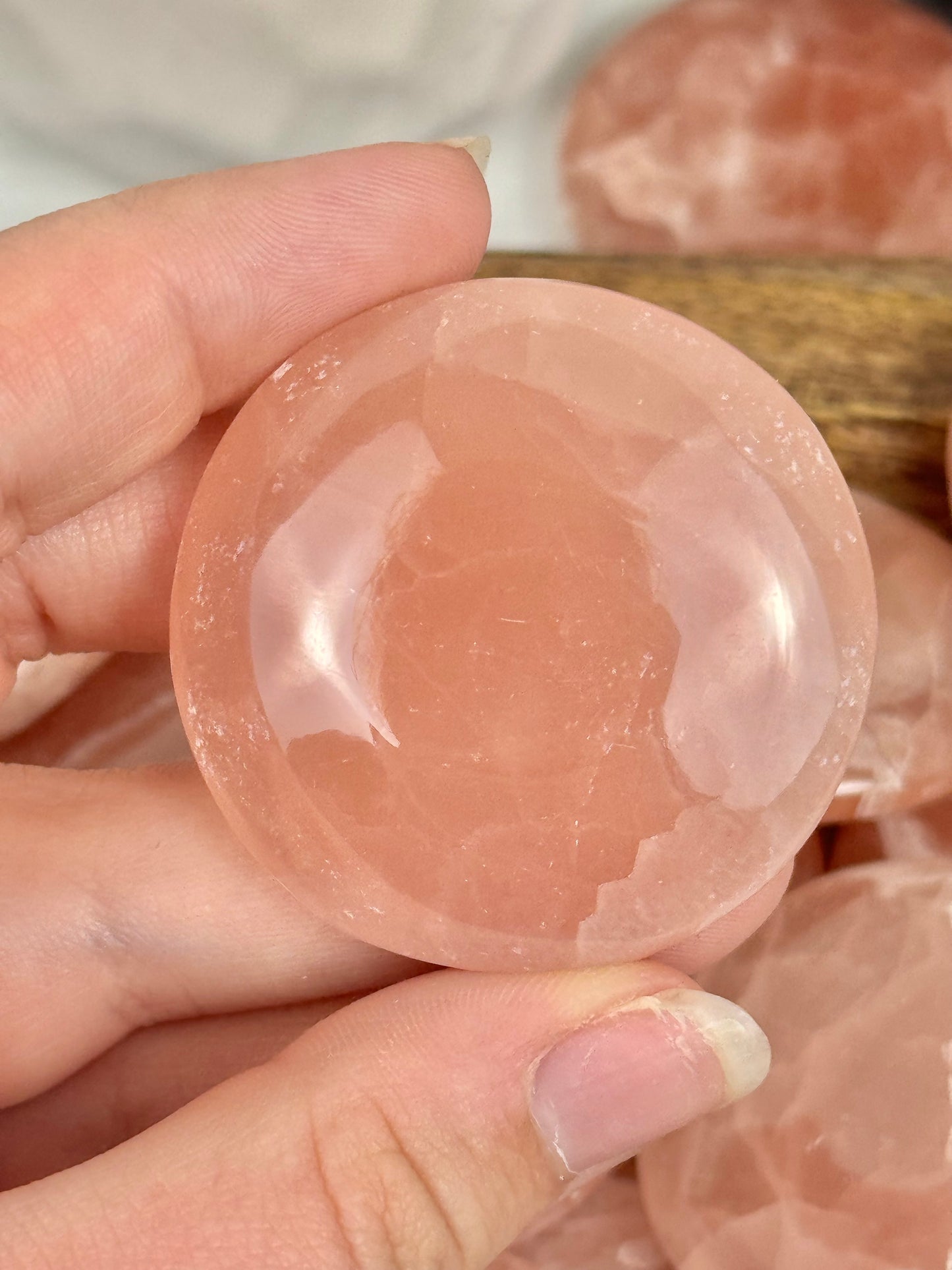 1 strawberry calcite “cookie” flat stone