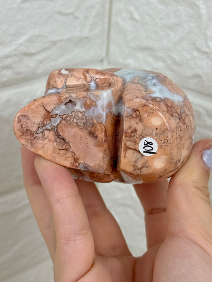 Cotton candy agate skull