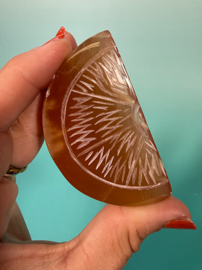 Honey calcite fruit slice