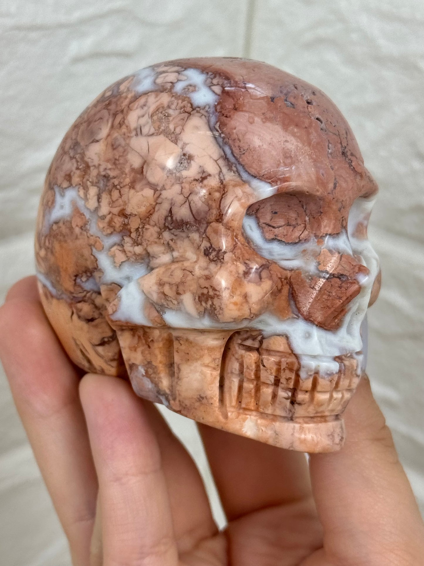 Cotton candy agate skull