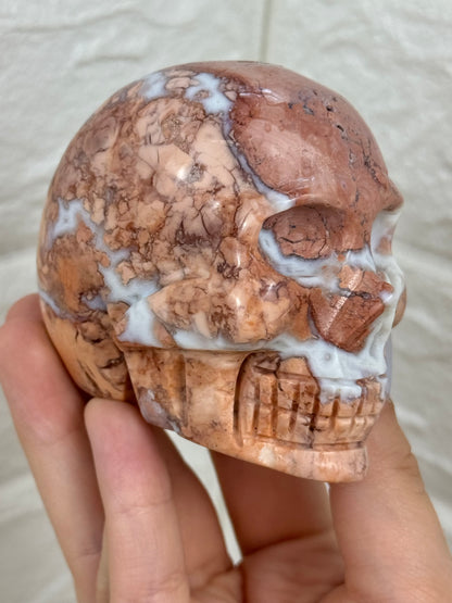 Cotton candy agate skull