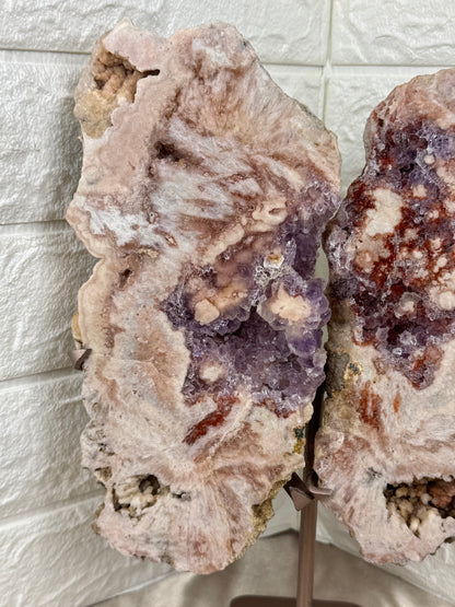 Insane statement pink amethyst wings on rose gold stand from Brazil