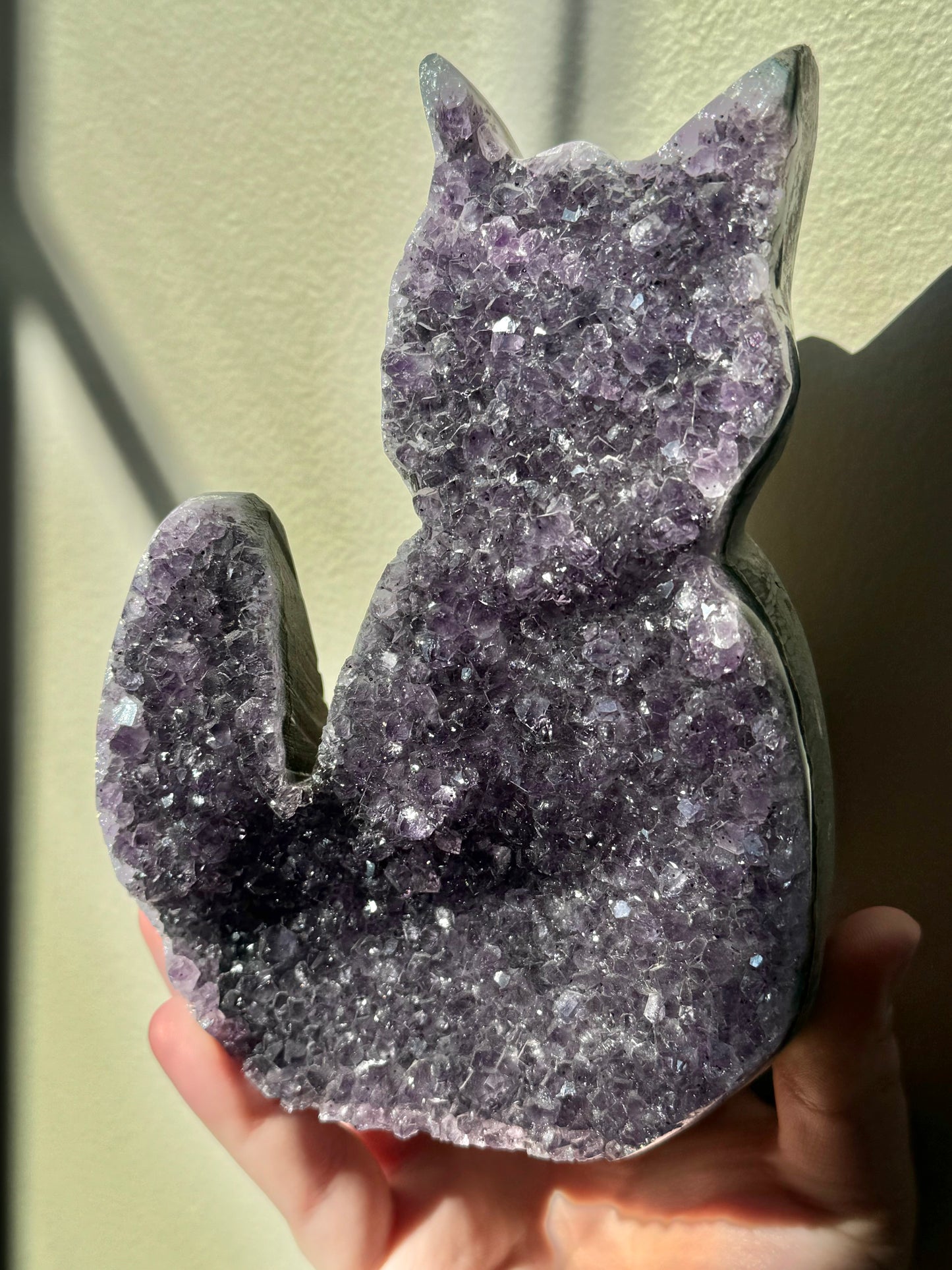 XL Amethyst cat carving from Brazil B