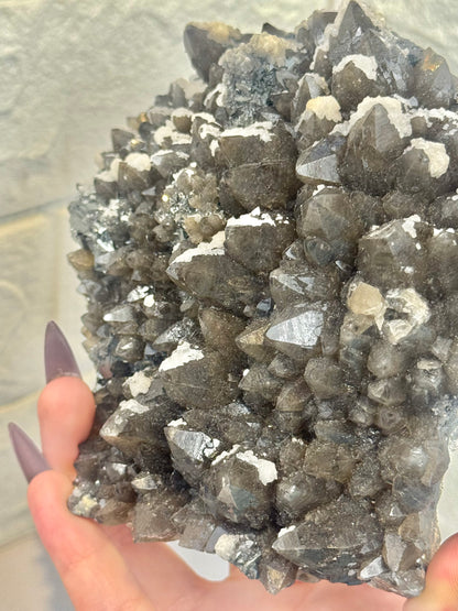 Insane collectors smoky quartz x calcite x pyrite from Romania