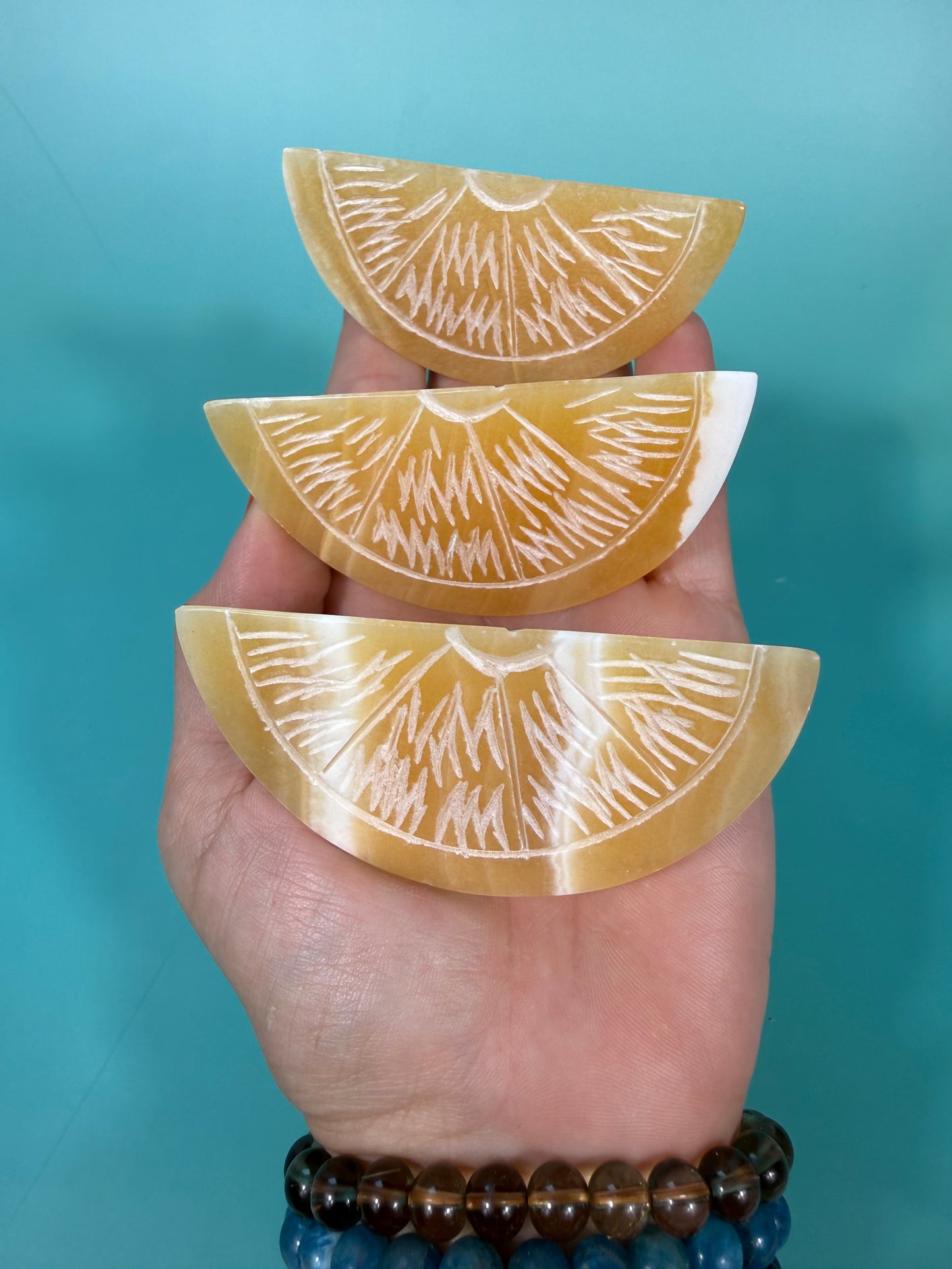 Orange calcite fruit slice