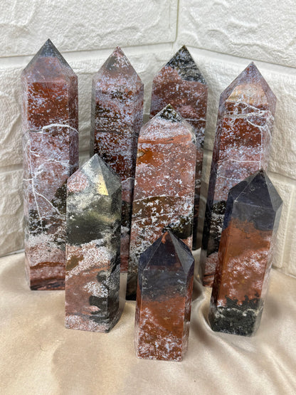 You pick! “Berry” sea jasper towers from Madagascar
