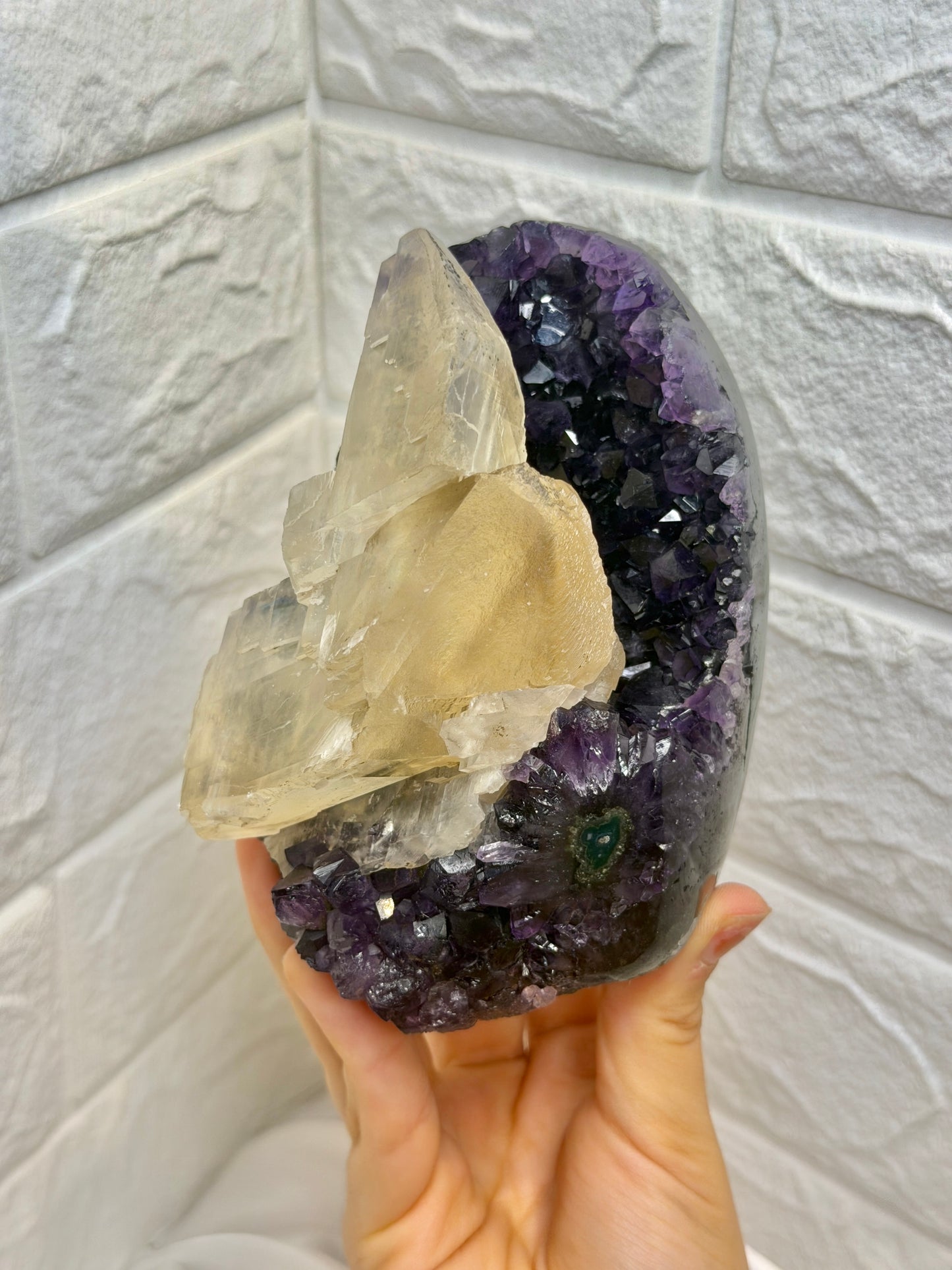 Insane deep purple juicy Uruguay amethyst with calcite B