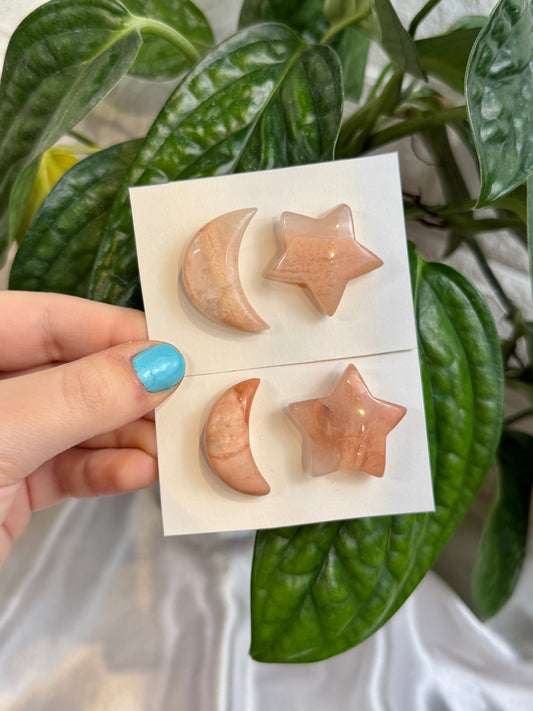1 auramoon peach aventurine moon and star pack