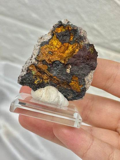 1 rainbow turgite specimen on stand from Mexico