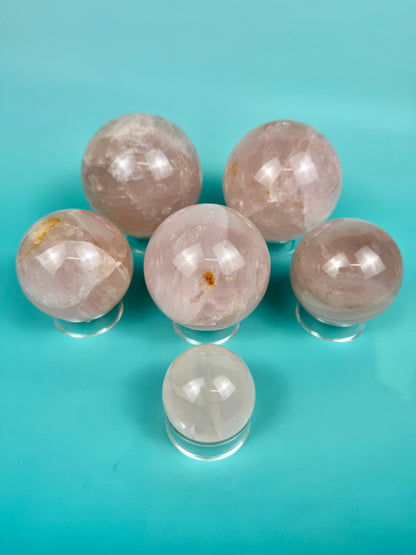 You pick! Gorgeous flashy rose quartz spheres